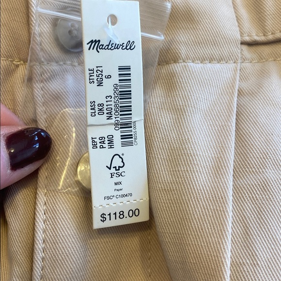 Madewell Women’s Light Tan Chinos Sz 6. NWT. Box16 - Picture 4 of 6
